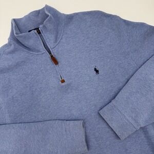 Polo Ralph Lauren‎ 1/4 Zip Pullover Men Size XXL Blue Pony Cotton Quarter Zip